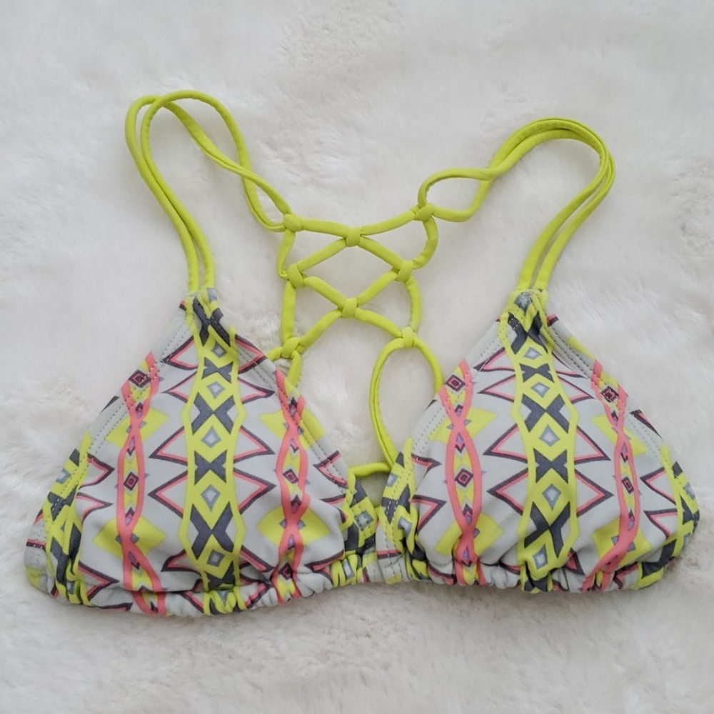 Bright Geometric Pattern Bikini Top